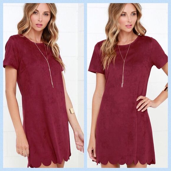 Lulus Dresses & Skirts - LULUS Faux Suede Scalloped Shift Dress BNWOT